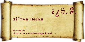 Árva Helka névjegykártya